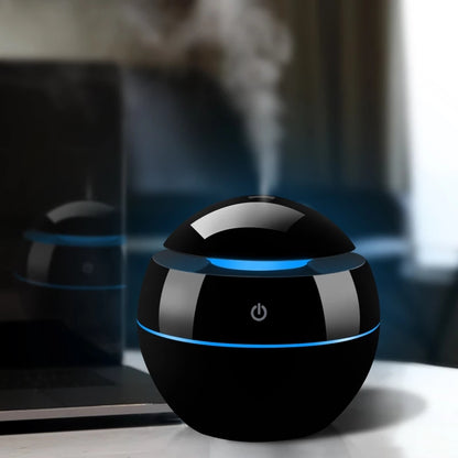 Air Humidifier Ultrasonic USB Aroma Diffuser Wood Grain LED Night