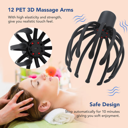 Electric Octopus Claw Scalp Massager Hands Free Therapeutic Head