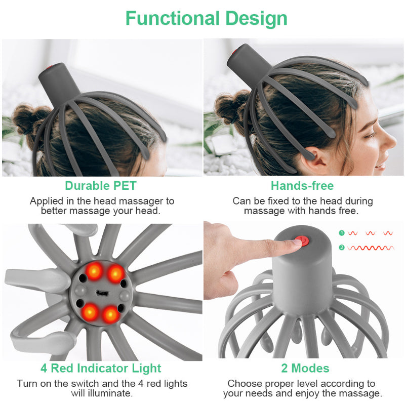 Electric Octopus Claw Scalp Massager Stress Relief Therapeutic Head