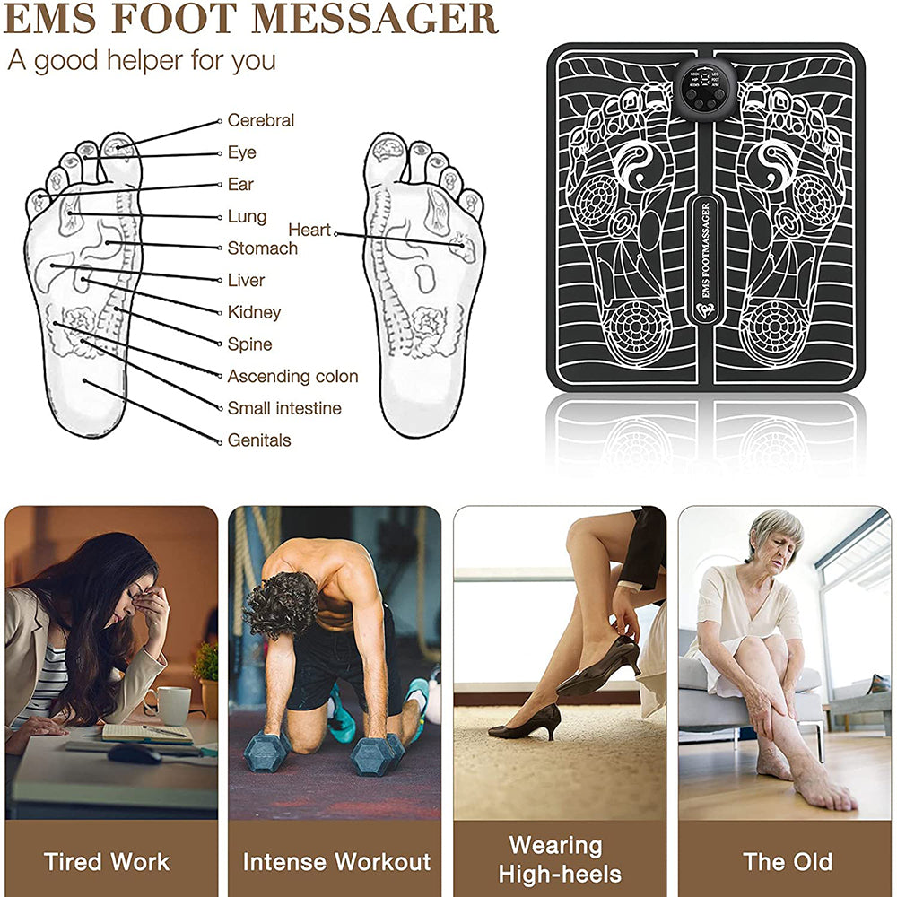 Foot Massager Pad Electric Ems Feet Muscle Stimulator Tens Acupuncture