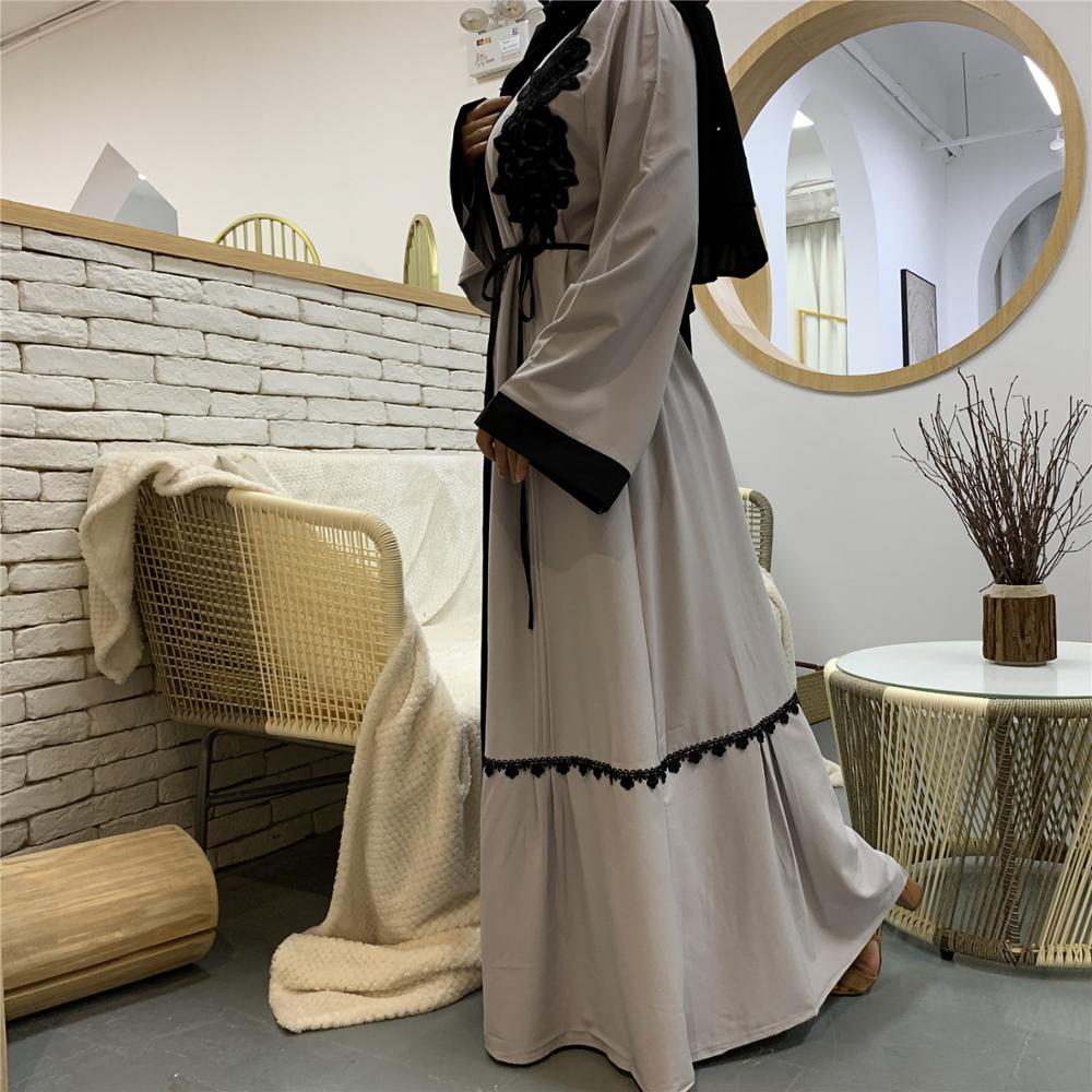 Simple Elegant Black Embroidered Abaya Muslim Dresses