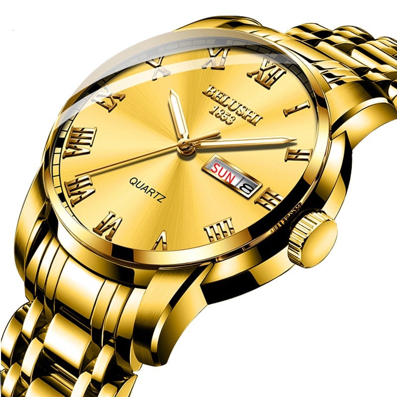Watch Men Stainless Steel Business Date Clock Waterproof Luminous