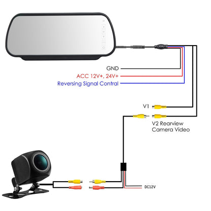 Car Rear View Parking White Mirror Monitor with Night Vision