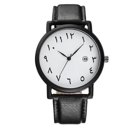 Mens Watches Luxury Brand Leather Wristwatch Arabic Numerals