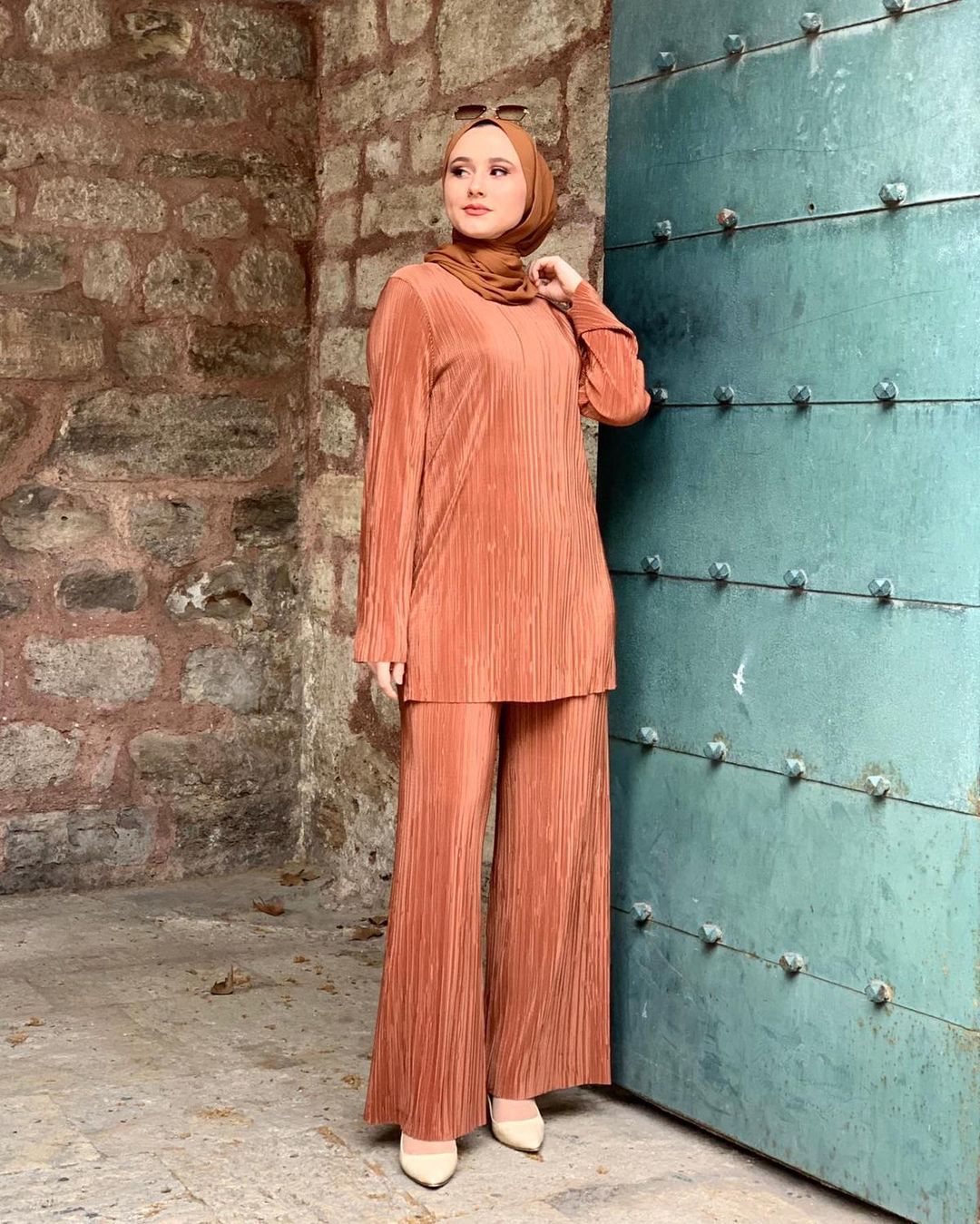 Muslim Fashion Blouse and Pants Abaya 2 Piece Set