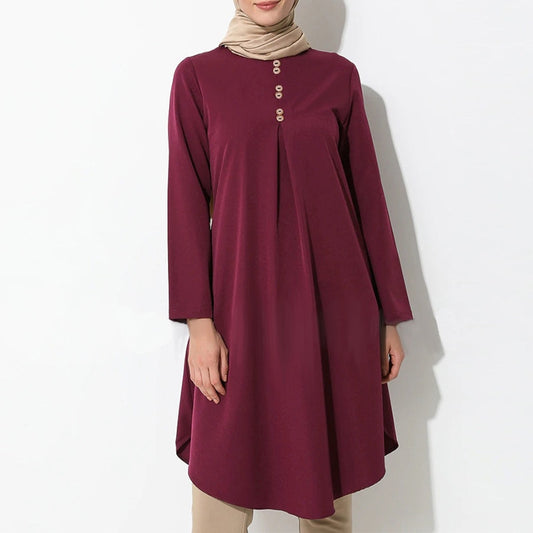 Broadcloth Girls Blouse Long Sleeve Casual Top Fashion Women Muslim