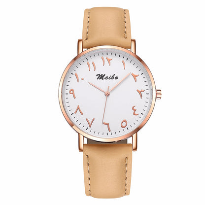 Women Arabic Numbers Watch Luxury Leather Quartz Wristwatches Clock