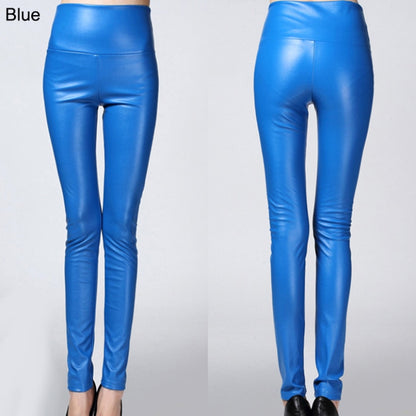 Faux Leather Leggings High Waist PU Fleece Female Plus Size Trousers