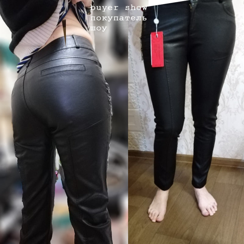 Casual Leather Pants women Faux Eco-Leather Stylish
