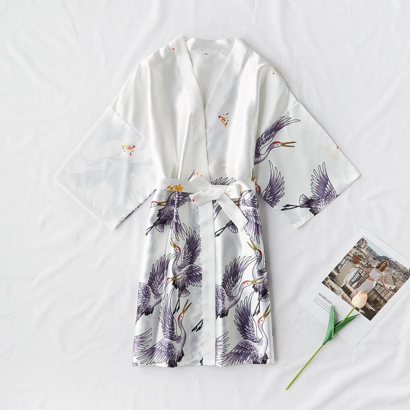 Silk Kimono Bride Dressing gown sleepwear Night Grow For Women