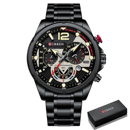 Chronograph Wristwatches Luxury Stainless Steel Clock