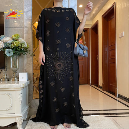 High Quality  Kaftan Abaya African Women Dresses Short Sleeve Loose