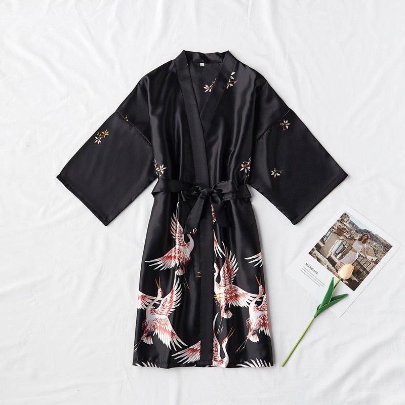 Silk Kimono Bride Dressing gown sleepwear Night Grow For Women