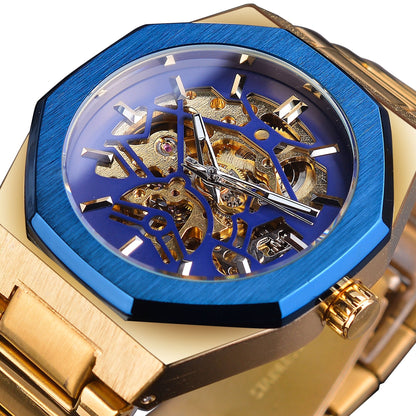 Gold Mechanical Automatic Watches For Men Skeleton Waterproof