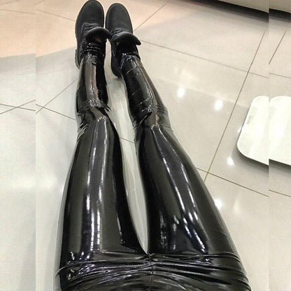 Women High Waist Push Up Leather Leggings