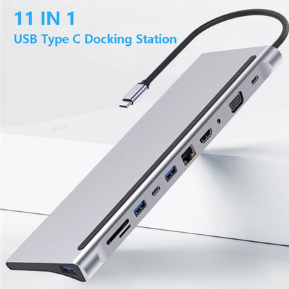 USB C Laptop Docking Station HDMI VGA USB PD LAN RJ45 SD Hub Adapter