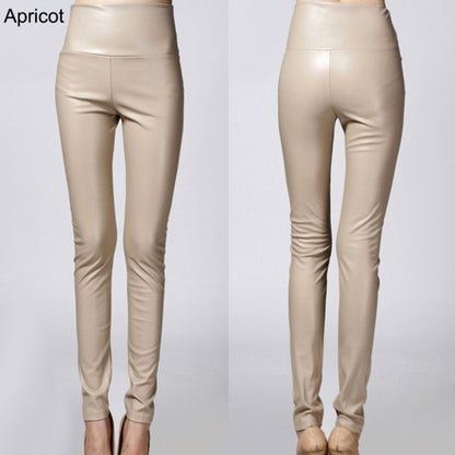 Faux Leather Leggings High Waist PU Fleece Female Plus Size Trousers