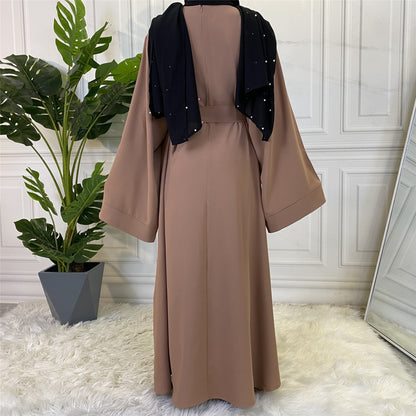 Muslim Fashion Abaya Long Dresses Women With Sashes Islamic Clothing