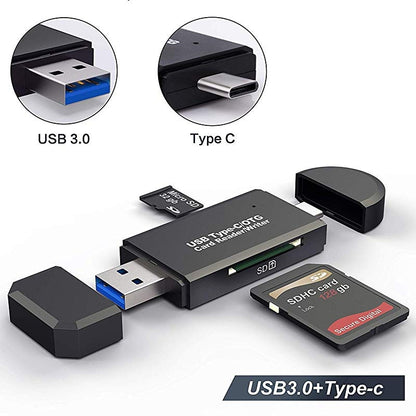 Universal 3 in 1 Card Reader Type C & Micro USB & USB to Micro SD TF