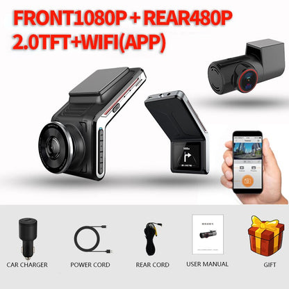 Front and rear 1080p 2 camera Lens Night Vision 24H Parking Monitor