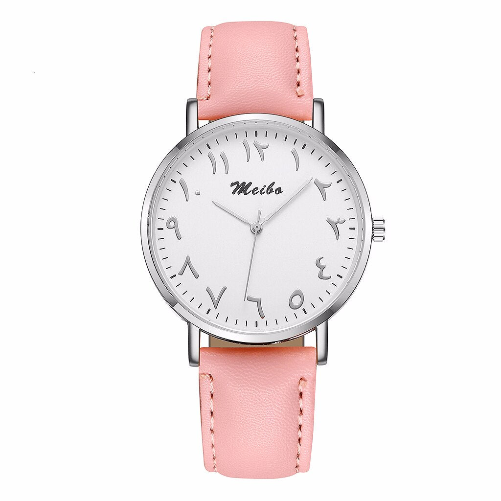 Women Arabic Numbers Watch Luxury Leather Quartz Wristwatches Clock