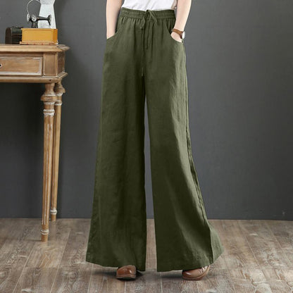 Autumn Wide Leg Pants Elegant Women High Waist Solid Flare Pants