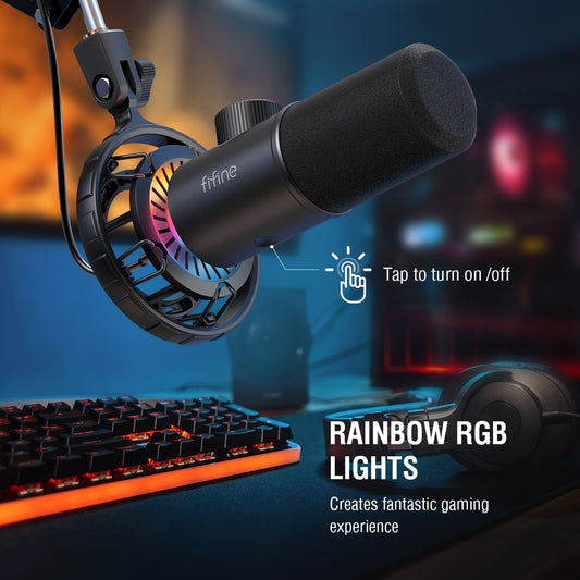 Microphone for laptop Gaming with Tap-to-Mute Button/RGB Light