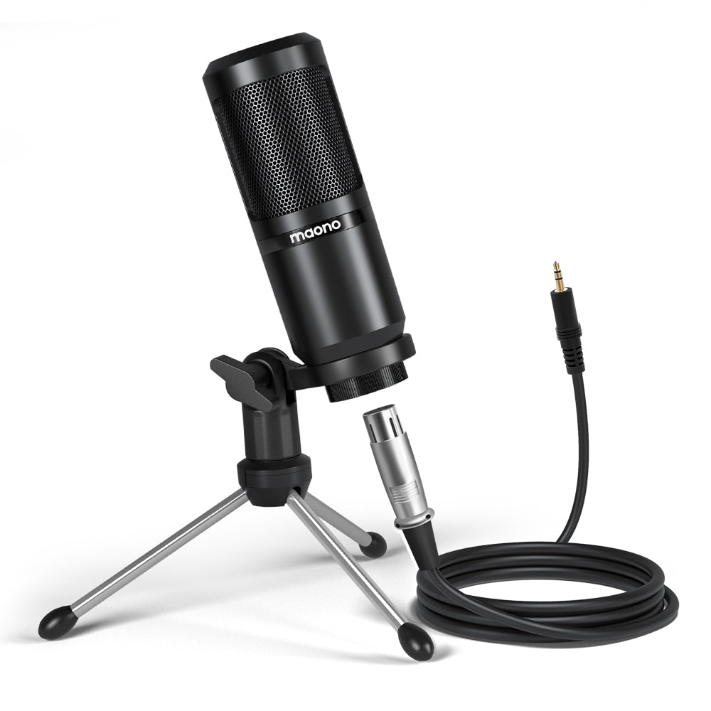 Condenser Microphone 3.5mm to XLR Cardioid Mic With Tripod - Alicetheluxe