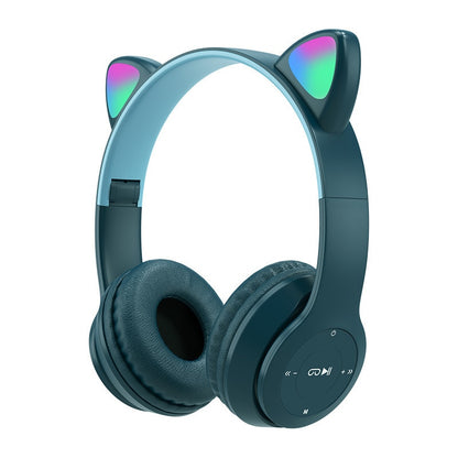 Pink Girl Wireless Headphones RGB Cute Cat Ears Headset