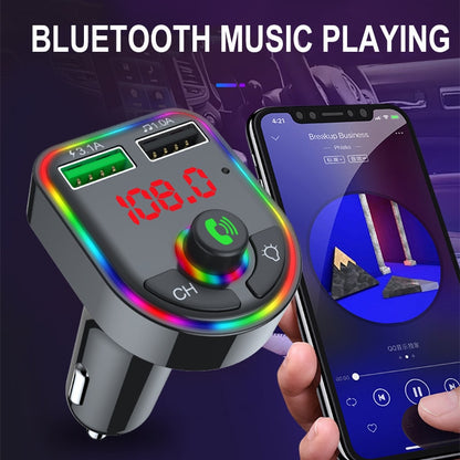 Ambient Light Bluetooth 5.0 FM Transmitter Car Fast Charge