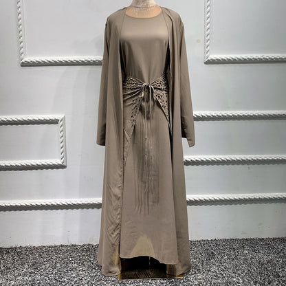 Open Abaya Sets Hijab Long Dress For Muslim Women