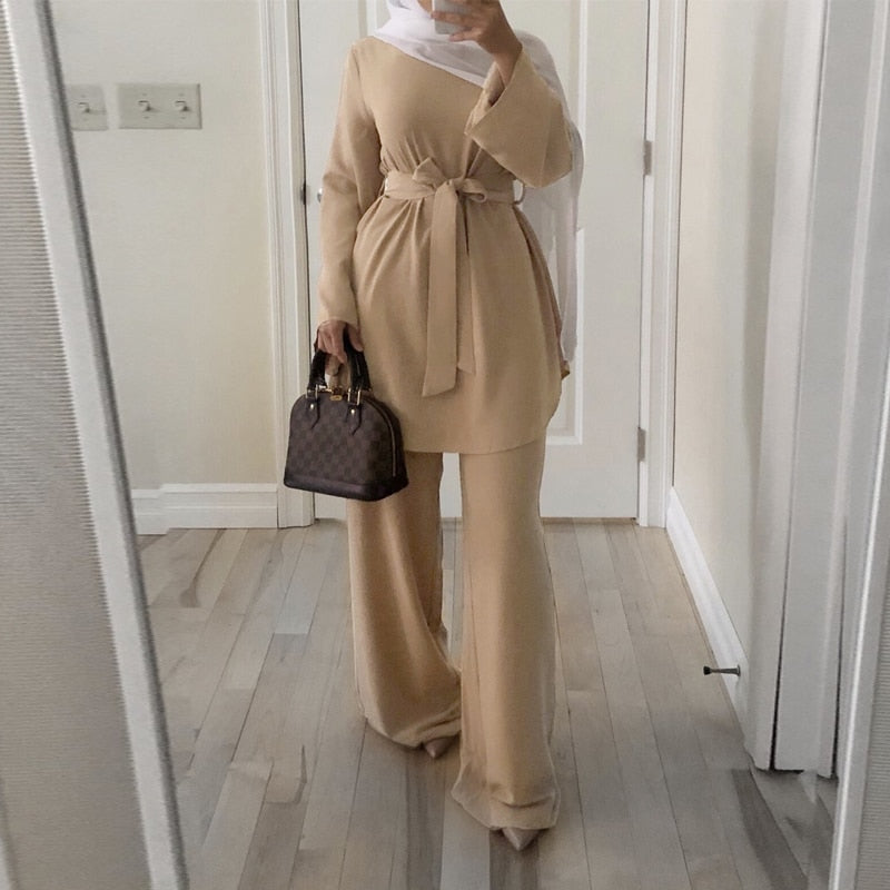 Abaya Muslim Fashion Hijab Dress Sets Islamic Clothing