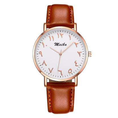 Women Arabic Numbers Watch Luxury Leather Quartz Wristwatches Clock