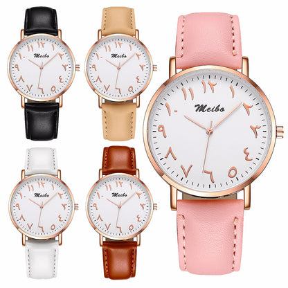 Women Arabic Numbers Watch Luxury Leather Quartz Wristwatches Clock