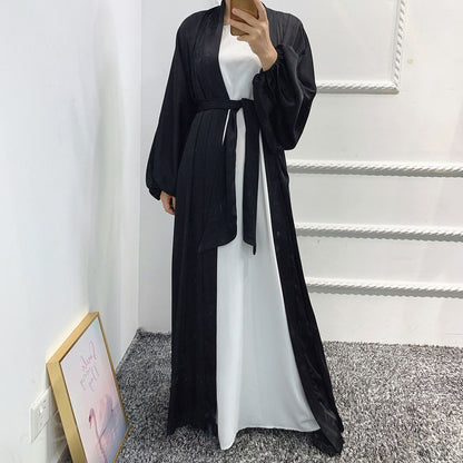 Open Abaya Muslim Robe Longue Kimono