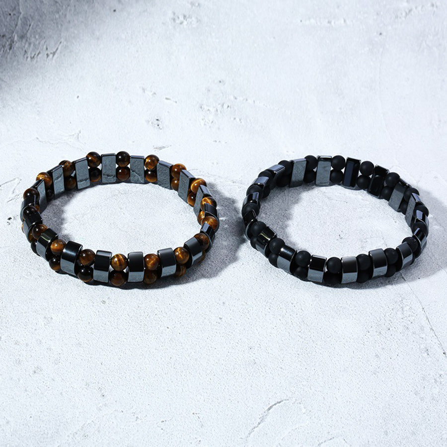Double Hematite Tiger's Eye Bracelets Natural Energy Stone Jewelry