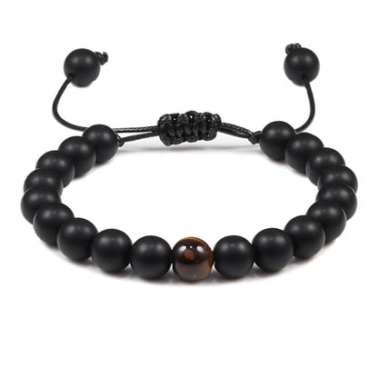 Bracelet Tiger Eye Stone Braided Bracelet Black Matte Natural Stone