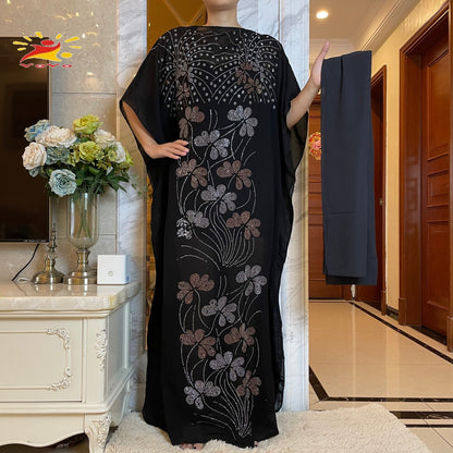 High Quality  Kaftan Abaya African Women Dresses Short Sleeve Loose