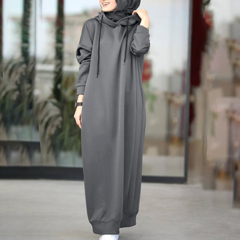 Fashion Winter Hoodies Casual Long Sleeve Maxi Female