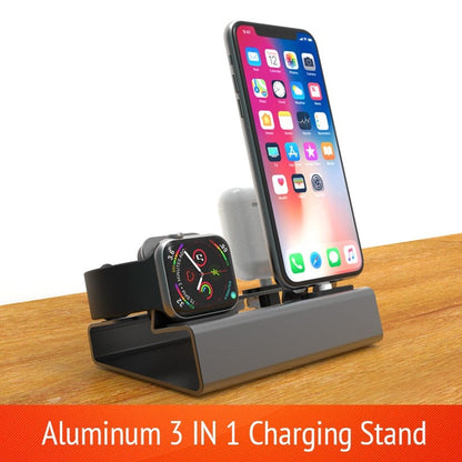 Aluminum 3in 1 Charging Dock For iPhone 12 Pro Mini 11 XR XsMax 8 7