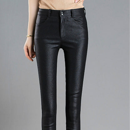 Female PU Leather Elastic Pencil Skinny Pants