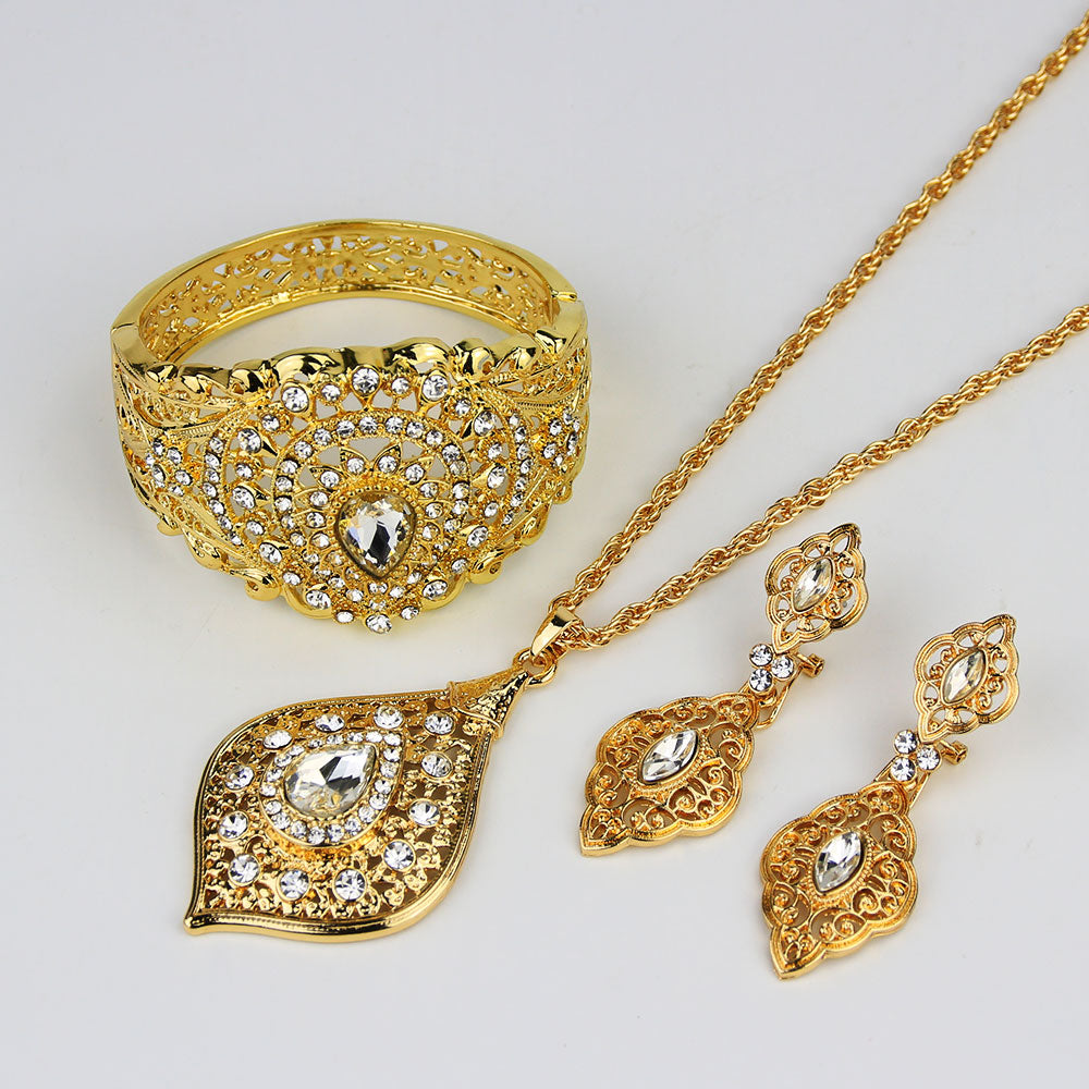 Fashion Morocco Flower Wedding Jewelry Set for Women Gold Color