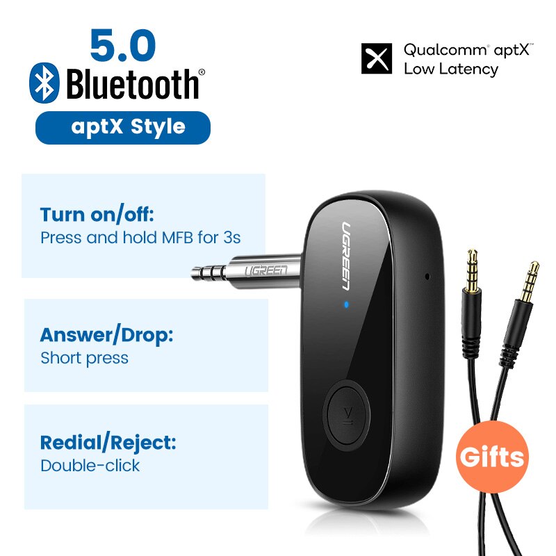 Bluetooth Receiver 5.0 aptX LL 3.5mm AUX Jack Audio Wireless Adapter