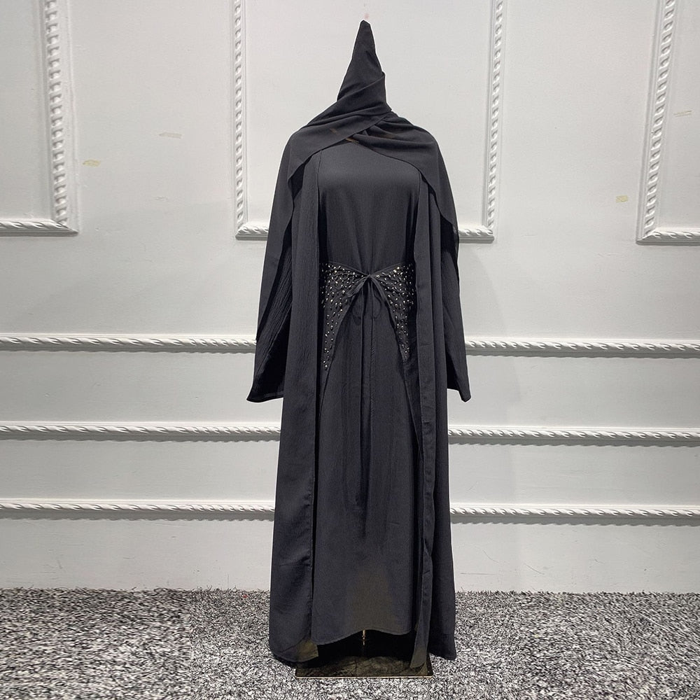 Open Abaya Sets Hijab Long Dress For Muslim Women