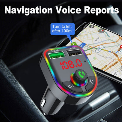 Ambient Light Bluetooth 5.0 FM Transmitter Car Fast Charge