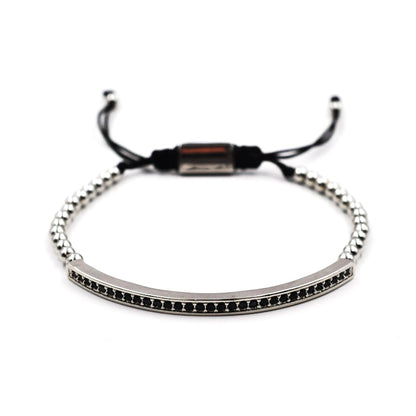 Titanium Steel Roman Numeral Beaded Bracelets Horseshoe Buckle Bangles