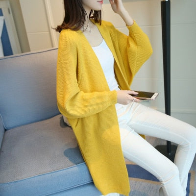 Sleeve Knitted Sweater Femme Jacket Loose Ladies Sweaters