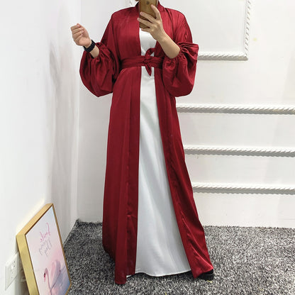 Open Abaya Muslim Robe Longue Kimono