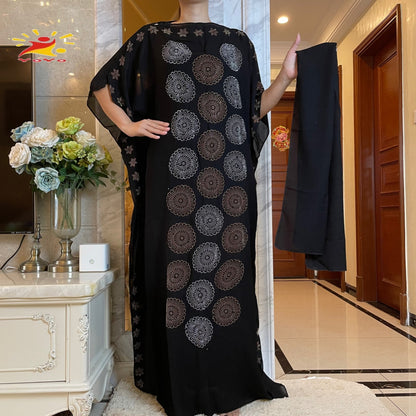 High Quality  Kaftan Abaya African Women Dresses Short Sleeve Loose