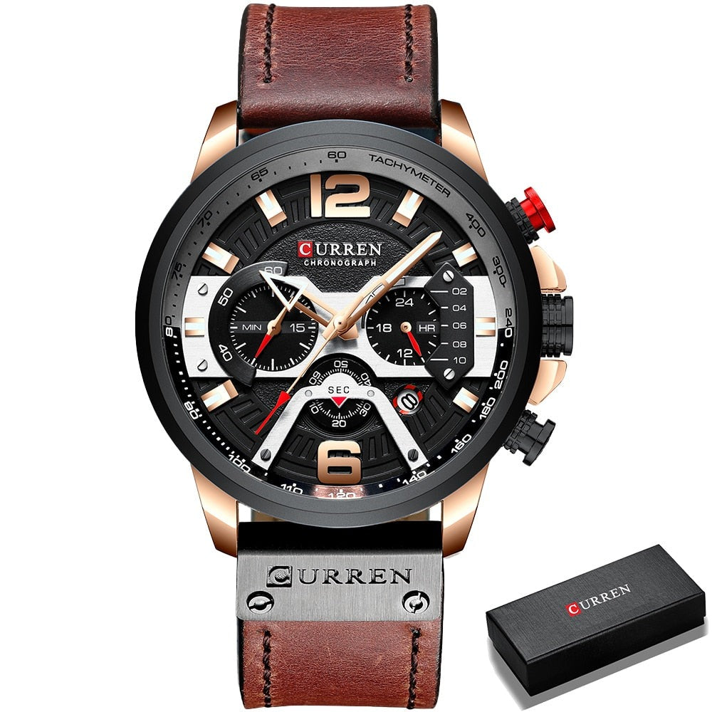 Mens Watches Top Brand Luxury Leather Sports